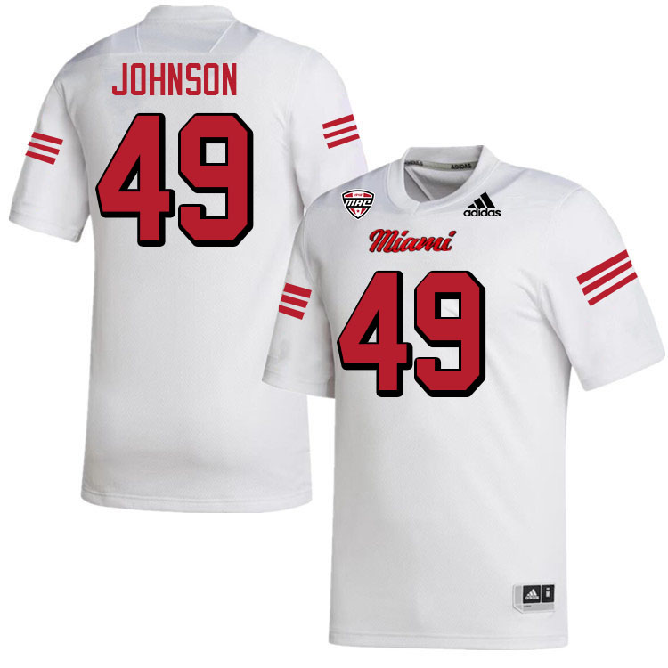 Miami University Redhawks #49 Vaughn Johnson College Football Jerseys Stitched-White